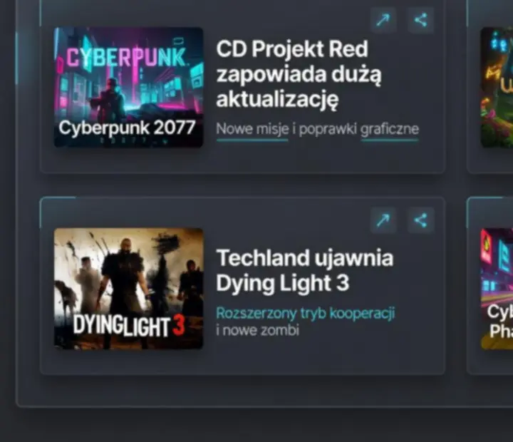 Ekran z futurystyczną strzelanką i interfejsem HUD